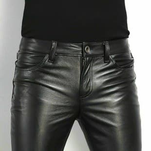 New Spring/Autumn Leather Pants, AliExpress Black PU Leather Pants, Tight Stretch Motorcycle Pants, Men's Skinny Trousers