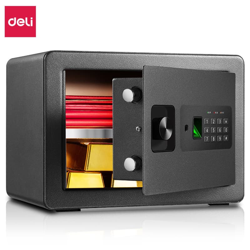 Deli 33559/352 59s fingerprint password small safe box wall-accessible bedside safe anti-theft safe box