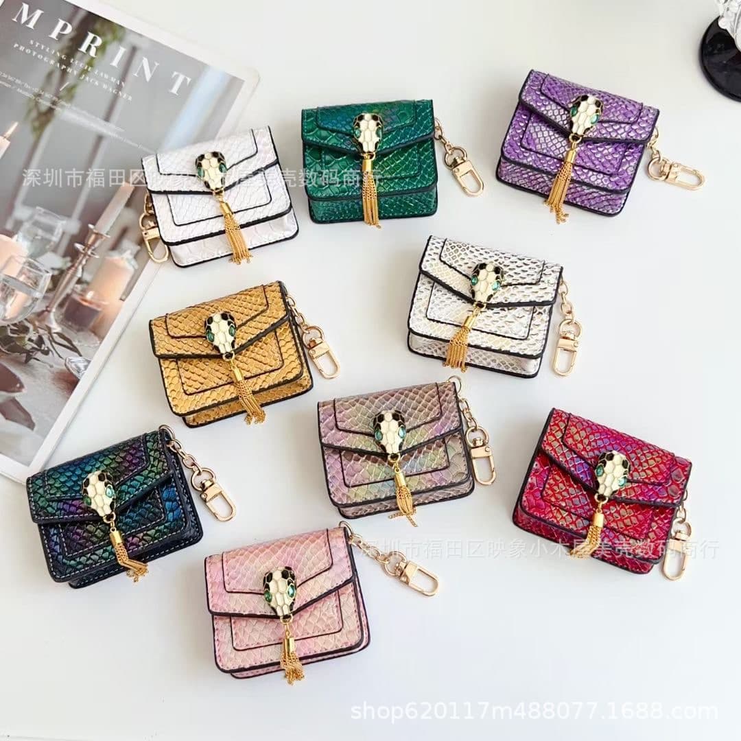 2025 New Stylish Diagonal Crossbody Bluetooth Earbud Case with Snake Head Design, Creative Fall/Winter New Pendant, Rearview Mirror Hanging Ornament
