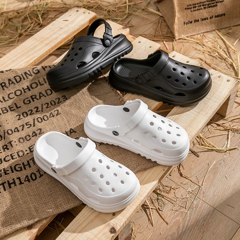 Women's Clog Sandals Thick Sole Beach Slippers Outdoor Wear Simple Wear-resistant Anti-slip Women's Height-increasing Clog Sandals