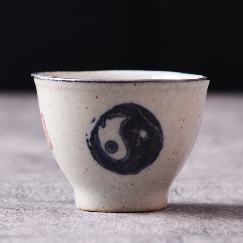 Jixuan Brand Coarse Pottery Hand-painted Teacup Jingdezhen Ceramic Tasting Cup Tai Chi Single Cup Aroma Cup Antique-style Gongfu Tea Set