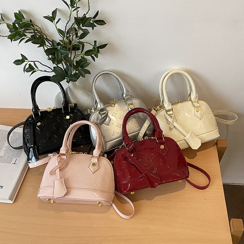 Women's Handbag Embossed Bag 2026 New Patent Leather Glossy Women's Crossbody Handheld Shell Bag