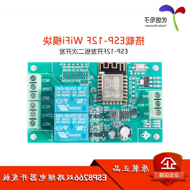ESP8266 WIFI Dual Channel Relay Module ESP-12F Development Board Secondary Development 5V/8-80V Power Supply