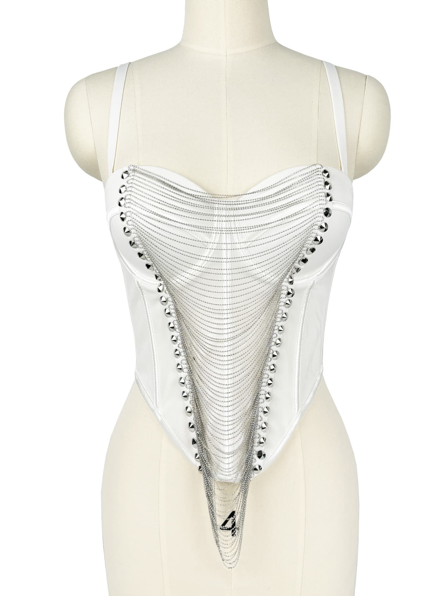 Chain Rivet Fishbone Corset Slimming Fitted Camisole with Padded Cups, Stage Party Fishbone Top for Women, Outerwear