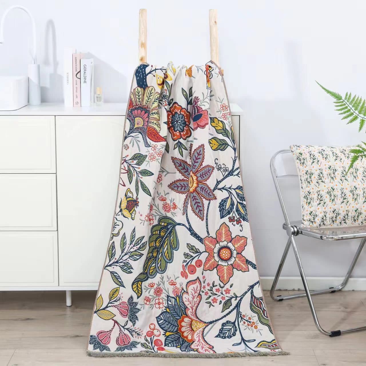 Cross-Border Export Fringed Bath Towel 4-Layer Gauze Jacquard Extra Large Towel Universal Sofa Towel Car Blanket Bath Towel