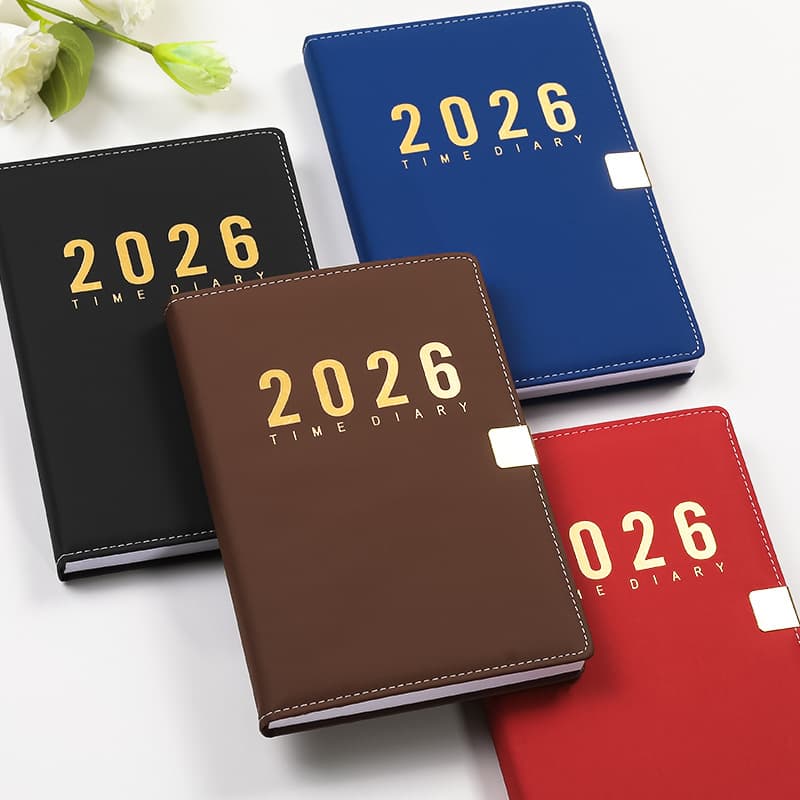 2026 Planner PU Leather Notebook Efficiency Check-in Handbook Business Office Notepad A5 Calendar Planner