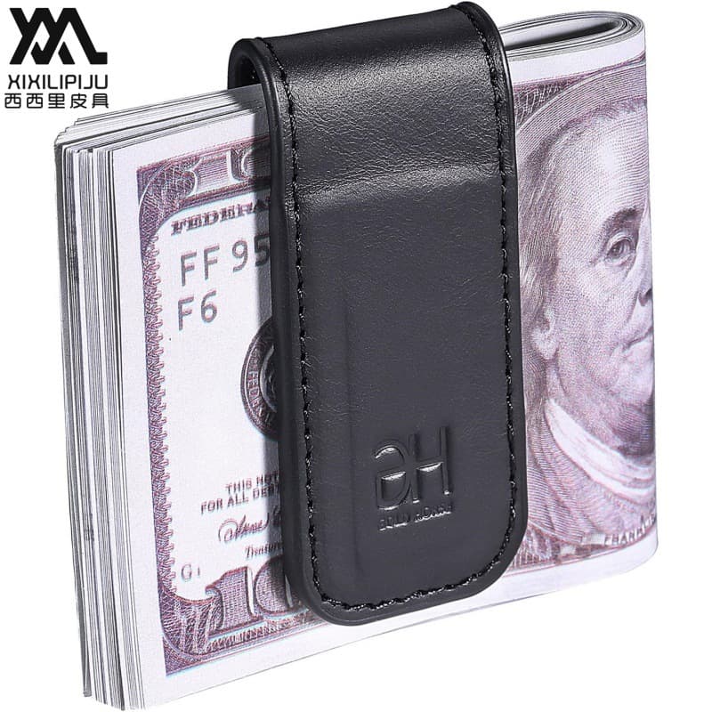 Amazon Men's Genuine Leather Dollar Clip Large Capacity Lightweight Mini Magnetic Money Clip for Men, Can Store Miniature Dollar Bills