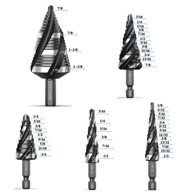 Cross-border 4241 HSS Four Spiral Flute Imperial Step Drill Bit Set Hole Opener Reamer Cone Drill Bit