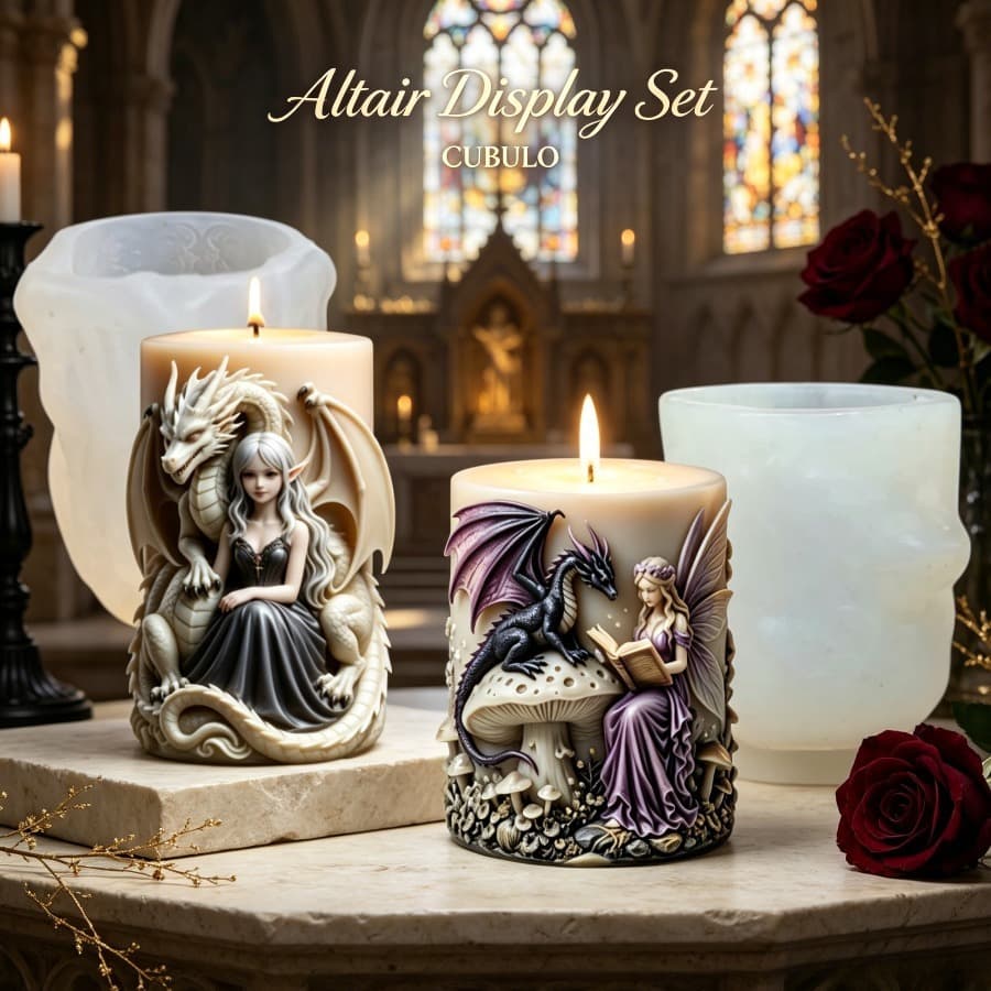 Dragon and Elf Girl Two-piece Silicone Mold Set Three-dimensional Relief Column Candlestick Multi-Meat Basin Resin Casting Mold
