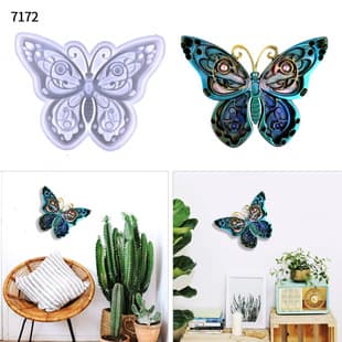 3D Butterfly Epoxy Mold DIY Butterfly Wall Decoration Hanging Semi-3D Butterfly Figurine Silicone Mold