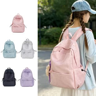 Simple Solid Color High School Student Backpack for Girls 2026 New Style Large Capacity Backpack Short Trip Travel Backpack