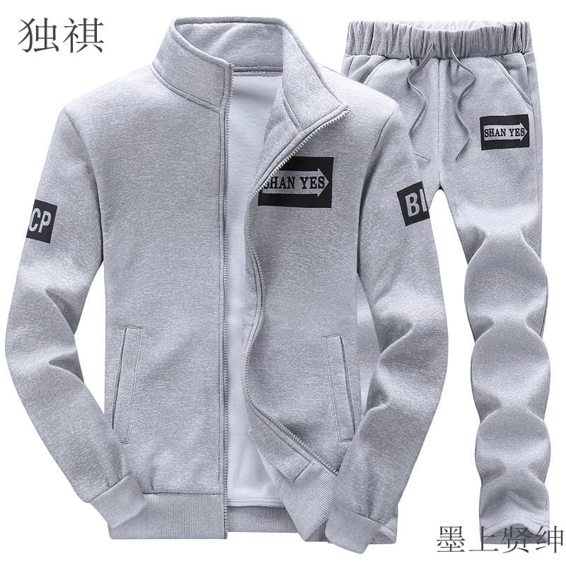 Men's Sports Gym Tracksuit Set Elastic Sweatshirt Pants Casual Outfit Polyester Blend Long Sleeve Non-Hoodie Spring Autumn