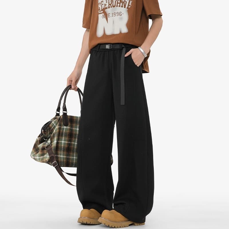 2026 Spring New Waffle Buckle Men's Spliced Loose Floor-Length Wide-Leg Curved Pants K5730 Special P30 Control 68