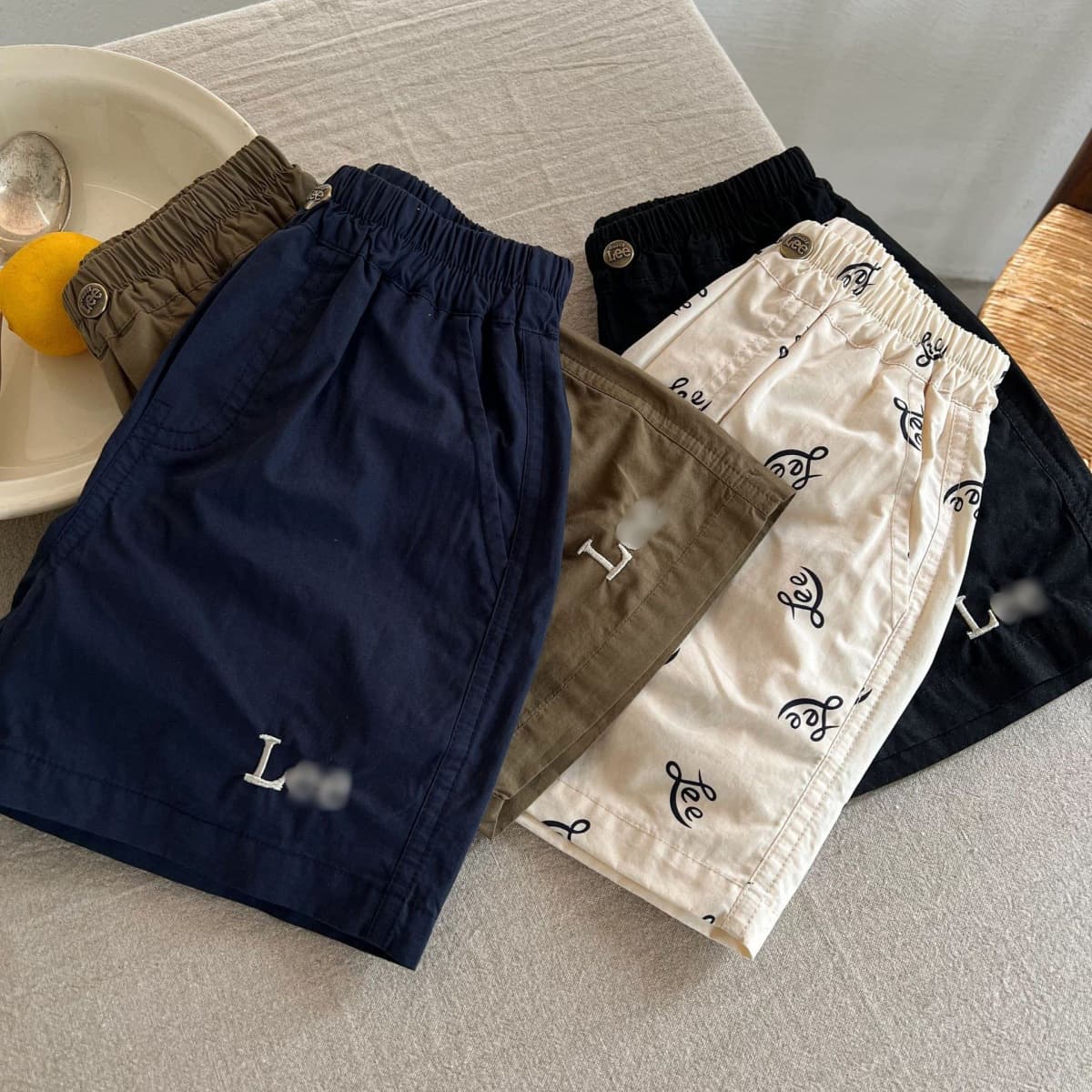 Thin children's shorts 2026 summer new style embroidered letter cotton pants for boys and girls baby Japanese fashion brand five-point pants