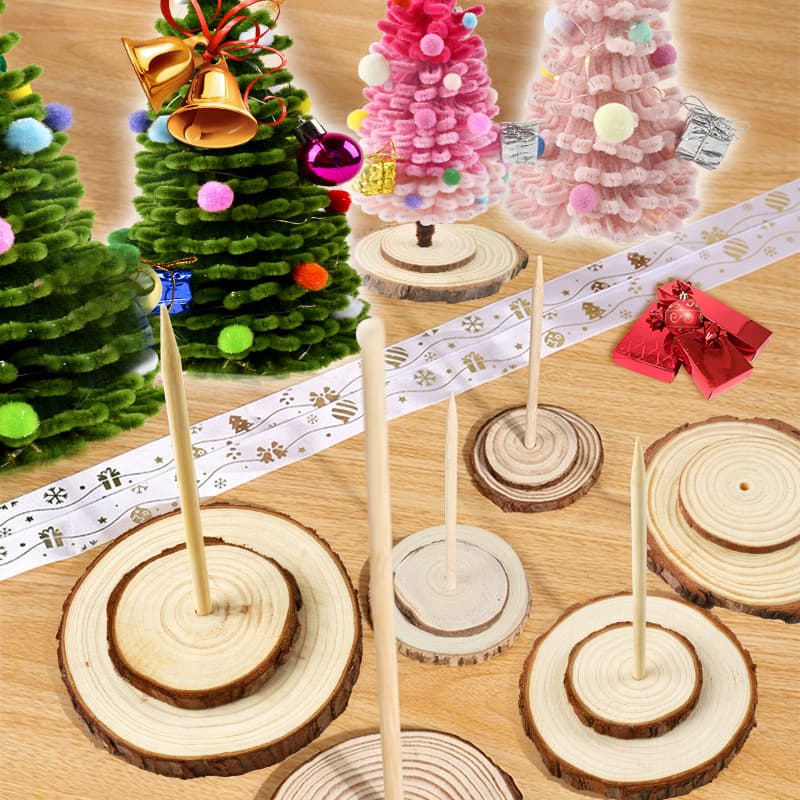 Universal Wooden Base for Twist Tie Christmas Tree, Fits Trees ~10cm Diameter, ~14cm Height