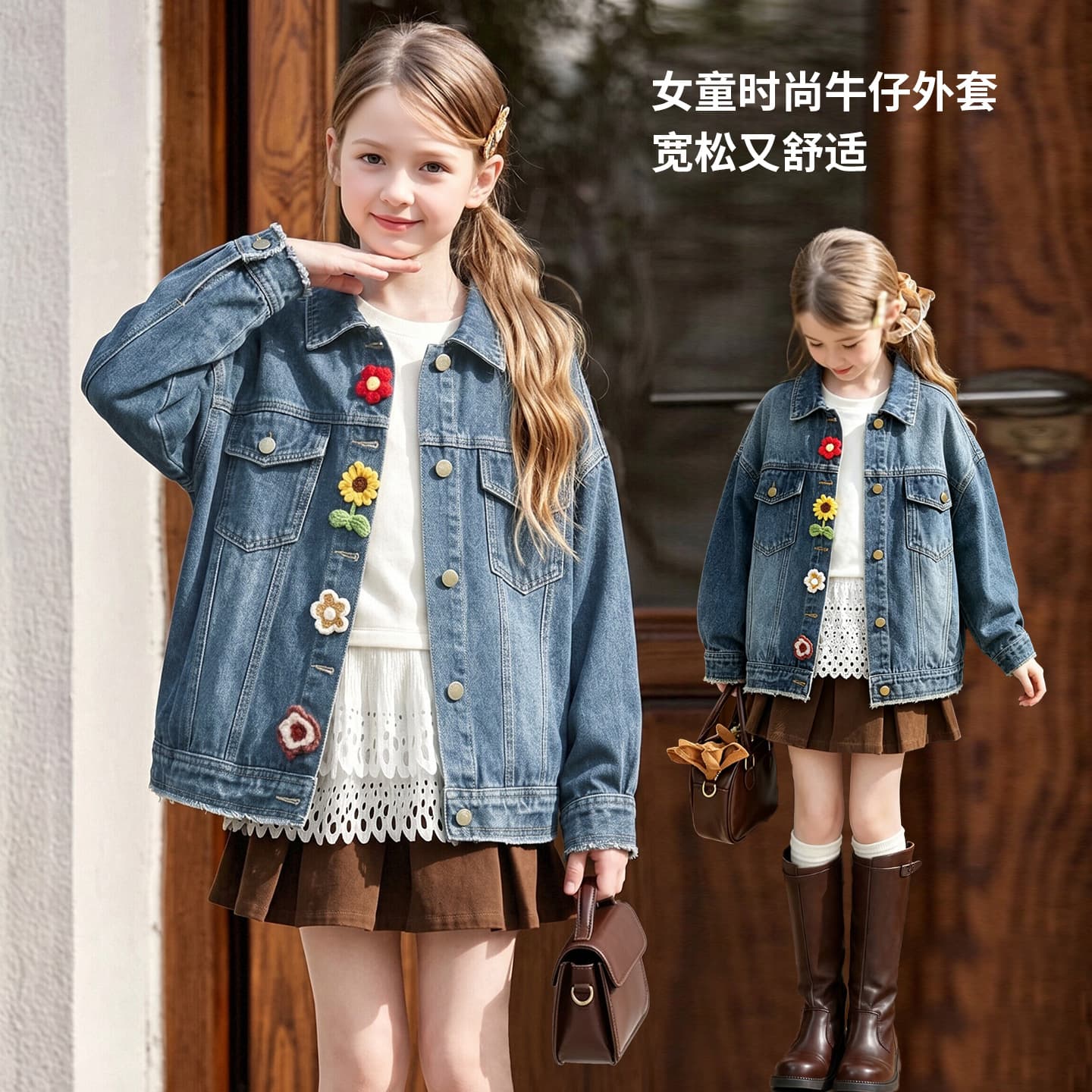 Girls Denim Jacket 2026 Fall New Style Kids Loose Casual Jacket Trendy Youth Medium and Older Kids Clothing for Girls