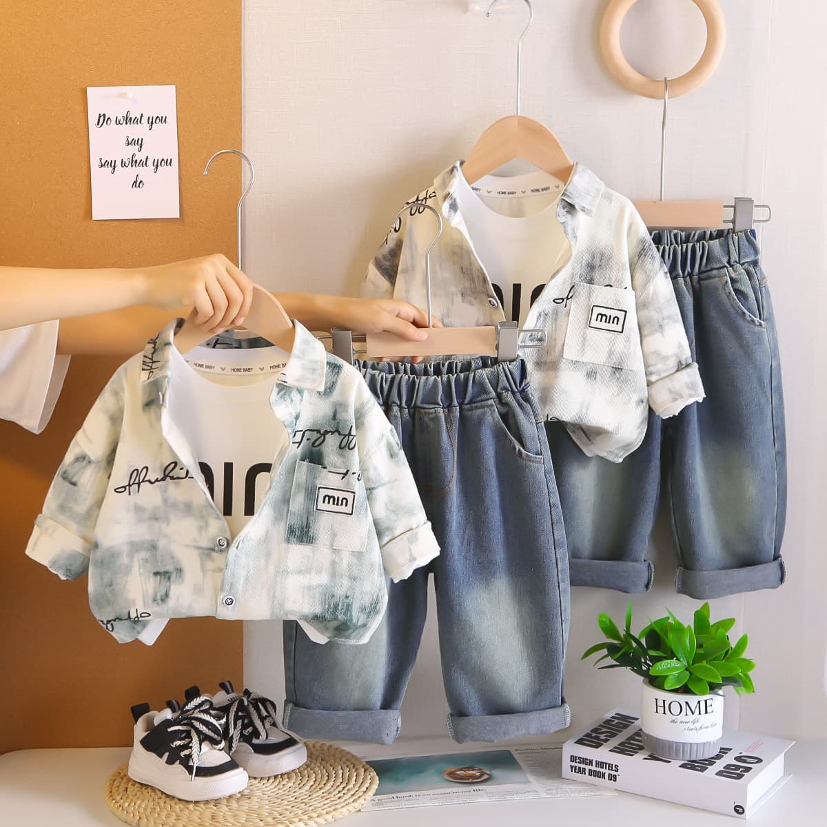 Boys' Spring Casual Set 2025 New Style Fashionable Clothing for Toddlers Spring/Autumn Infant Boys' Three-Piece Set Trendy