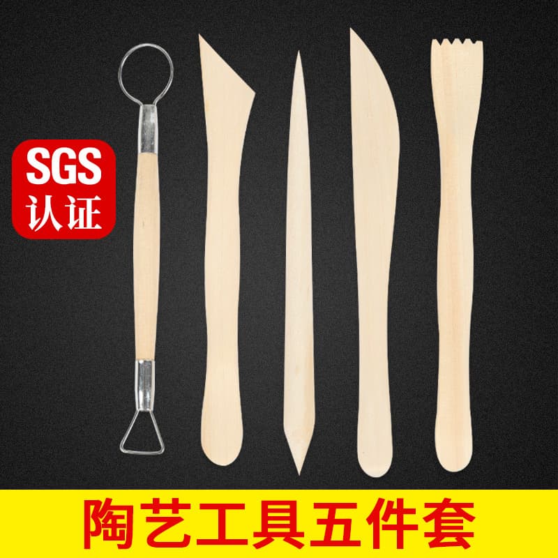 Ceramic 5-Piece Clay Sculpting Tool Set, Trimming Knife, Pottery Clay Tools, Soft Clay Sculpting Knife, Wooden 5-Piece DIY Clay Knife