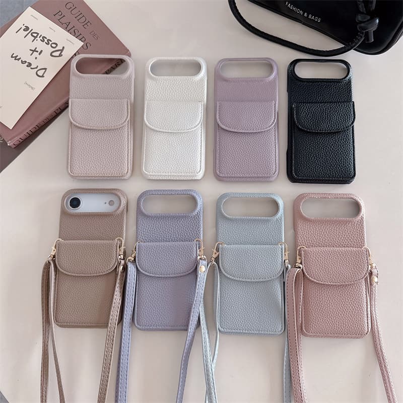 Cross-border applicable iPhone15 card phone case 14ProMax Apple 13 crossbody 12 protective leather case 17 women 14