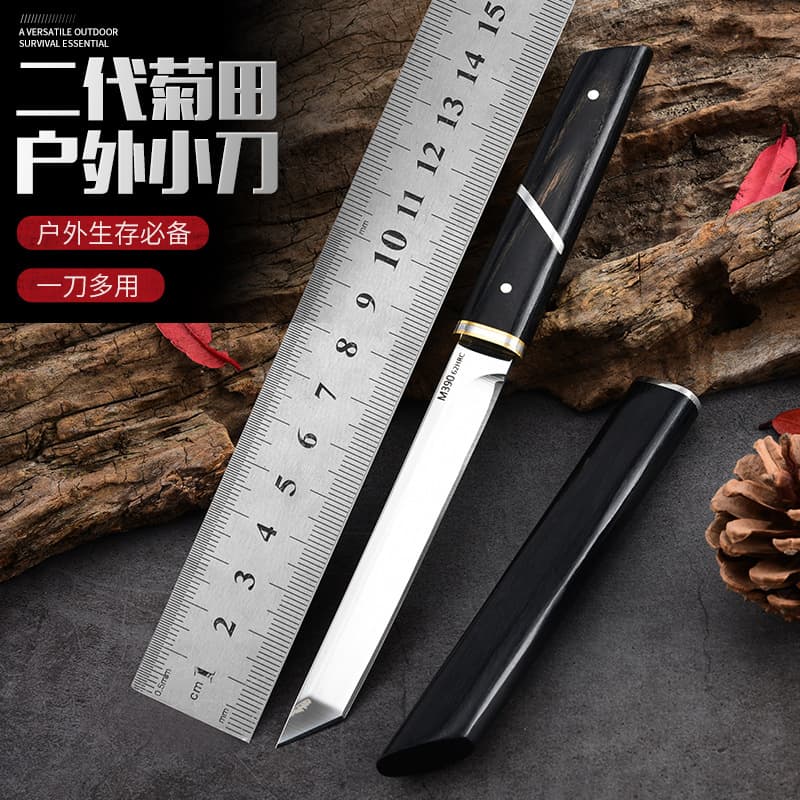New M390 Gen 2 Battle Tanto Kikuta Fruit Knife Black Ebony Solid Wood Tea Knife Camping Knife Meat Knife Dining Knife Handheld Meat