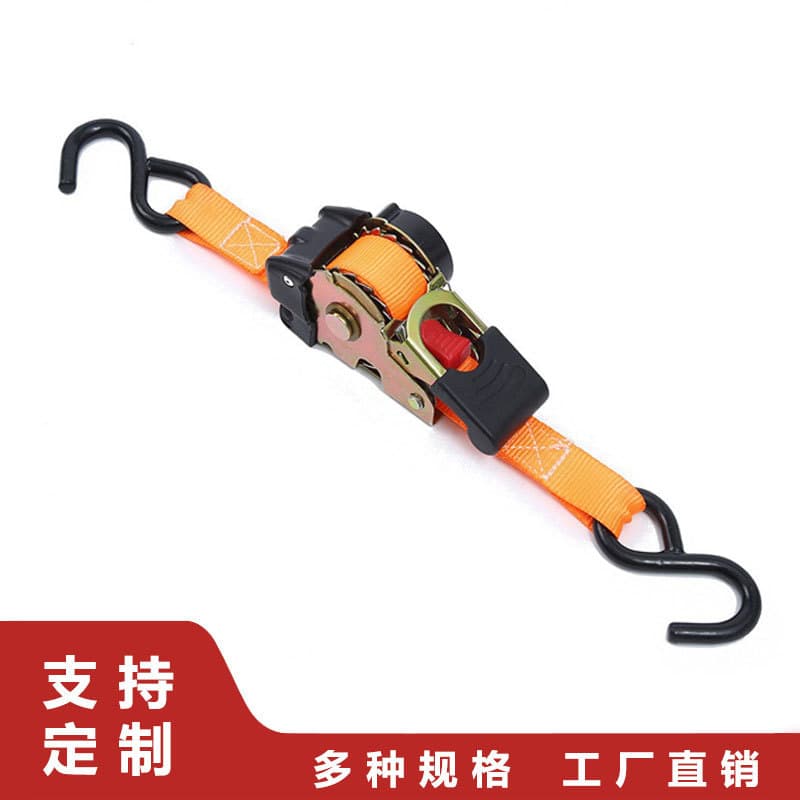 Automatic Retractable Binding Strap with Double Hook Ratchet Tightener Polyester Luggage Fixing Strap for Home Use