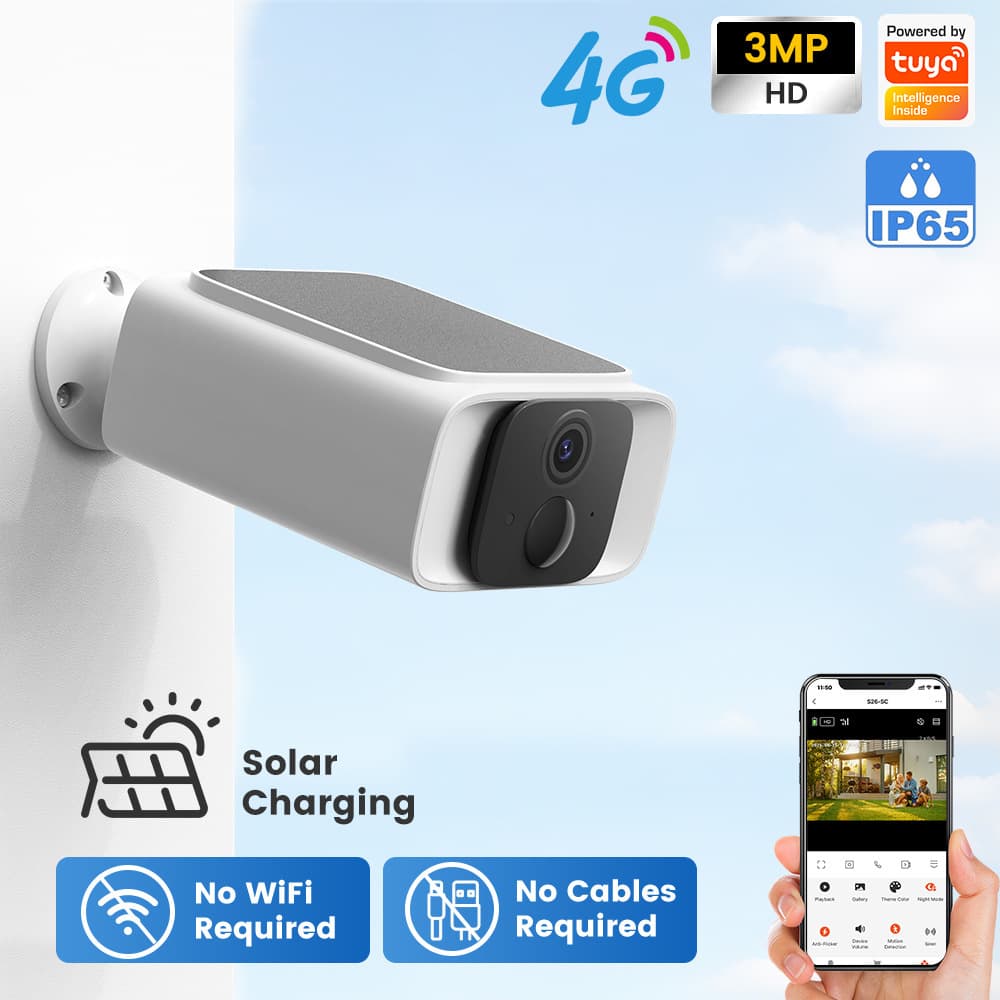 Cross-Border Graffiti 4G Solar-Powered Low-Power Camera for Home and Outdoor Use, Wireless Bullet Camera for Remote Monitoring, Data-Free 365