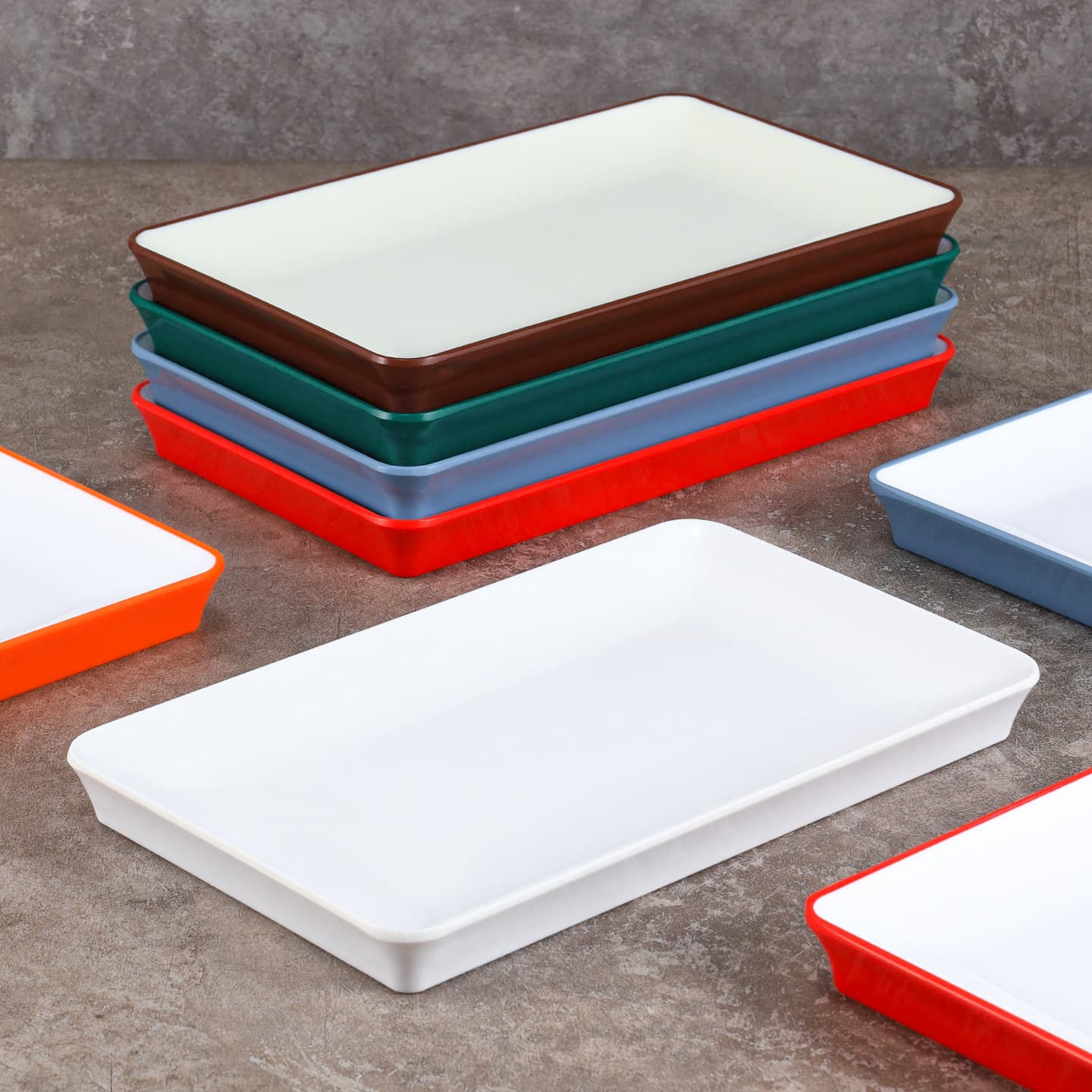 Melamine rectangular plate imitation porcelain hotel restaurant flat plate dessert plate pastry plate sushi plate western food plate commercial