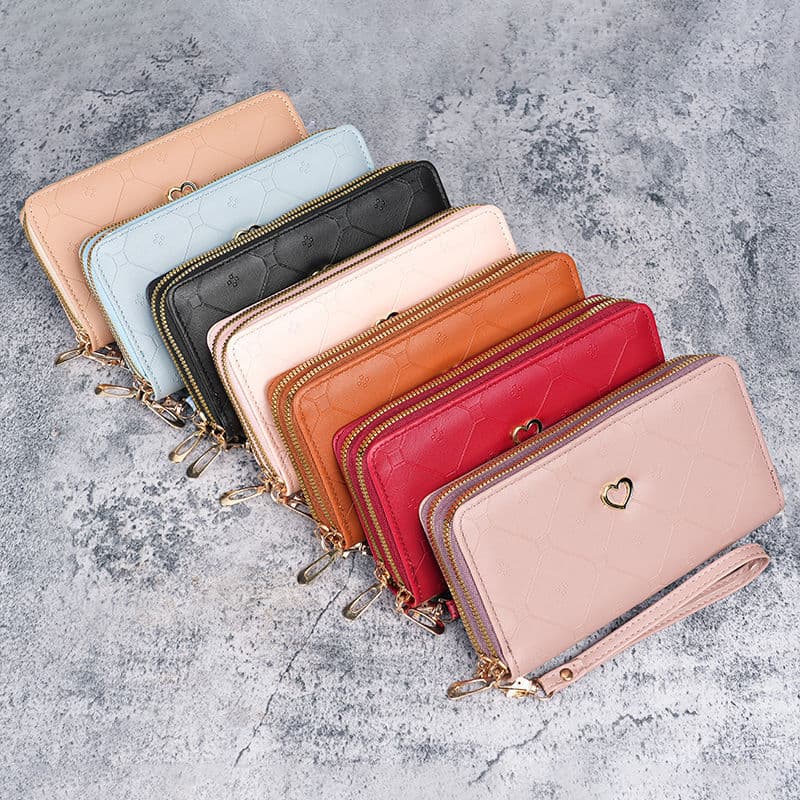 New Stylish Long Wallet for Women, Double-Layer Zipper, Light Luxury Japanese & Korean Fashion, Large Capacity Clutch, Bifold