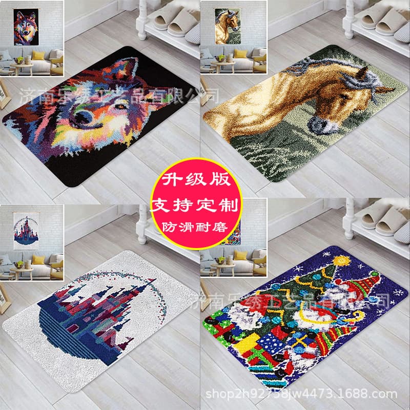Manufacturer's supply section embroidery hanging painting tapestry woolen embroidery decorative floor mat handmade DIY crochet embroidery cushion bedside blanket