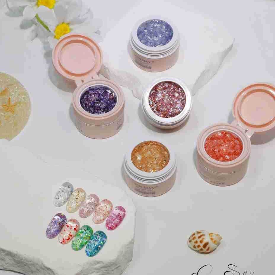 Strobe Shell Gel VINIMAY Jar Nail Gel Ice Translucent Glitter Cloud Brocade Gel Seven-Color Glitter Gel Factory Wholesale