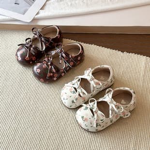 Floral Bow Toddler Girls Soft Sole Shoes Baby Girls Spring Autumn New Fashion Princess Shoes Little Girls Leather Shoes Moccasins