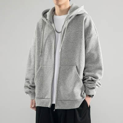 Japanese zipper sweatshirt men's Hong Kong style early autumn and winter trendy cardigan top Korean style trendy loose winter casual jacket
