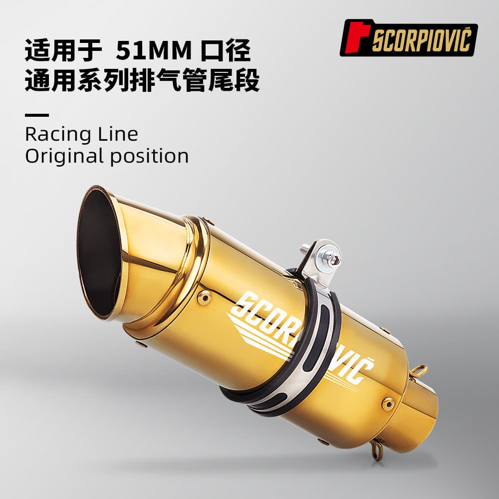 Gold Cannon Muffler End Section 51mm Universal Motorcycle Exhaust Pipe CBR650 Ninja 400 GPR250