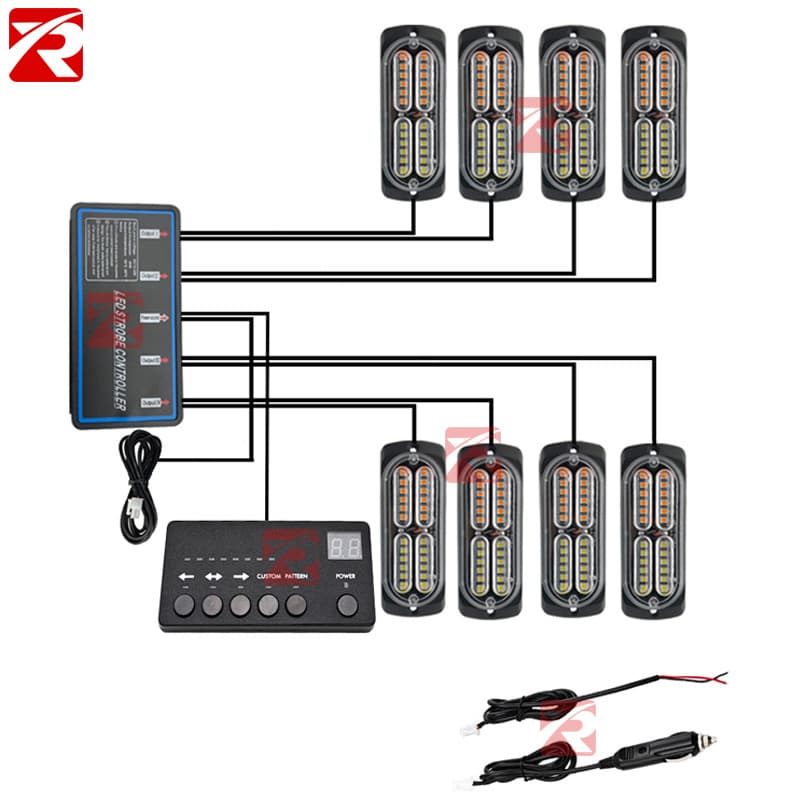 Double-row 24LED digital display one-to-eight truck flashing side lights Pickup all-terrain vehicle mid-grid side warning lights