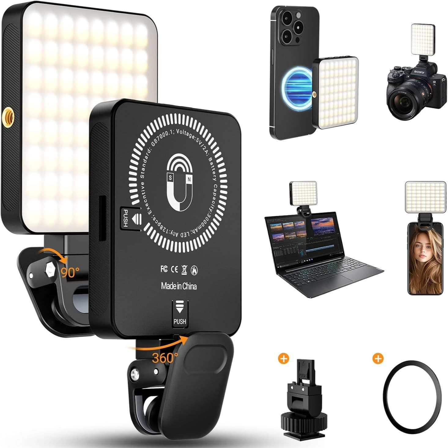 Amazon magnetic fill light, LED video conference phone fill light, RGB live streaming atmosphere camera pocket light