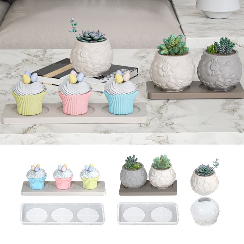 Patterned Plant Pot Base Silicone Mold DIY Flower Pot Saucer Wine Glass Coaster Plaster Resin Epoxy Mold
