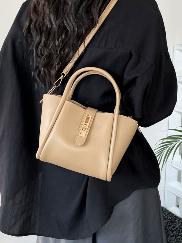 Fashionable Lychee Grain Handheld Bucket Bag Korean Style Trendy Women's Bag 2026 New Commuter Shoulder Crossbody Bag