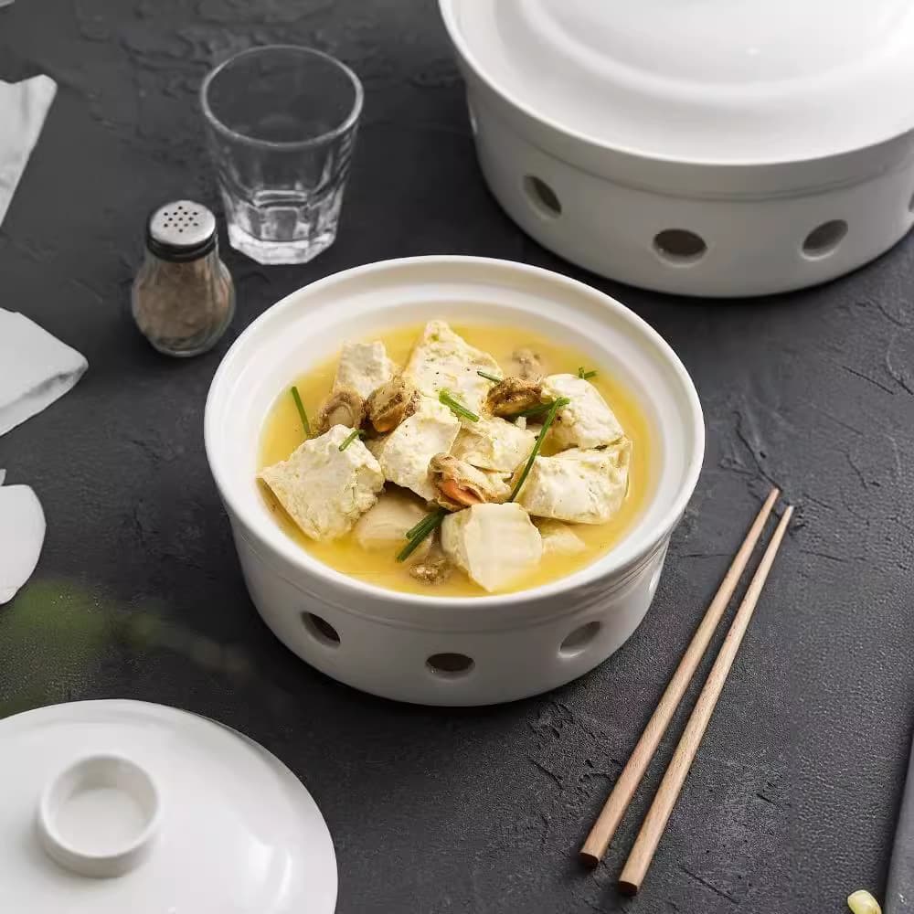 Hotel Restaurant Chinese Dry Pot Dish Commercial High-temperature Ceramic Candle Heating Home Insulated Open Flame Set Hot Dish Plate