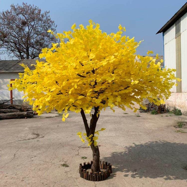 Simulated Ginkgo Tree Large Indoor Decorative Fake Tree Wish Tree Yellow Wedding Hotel Restaurant Window Decoration Props