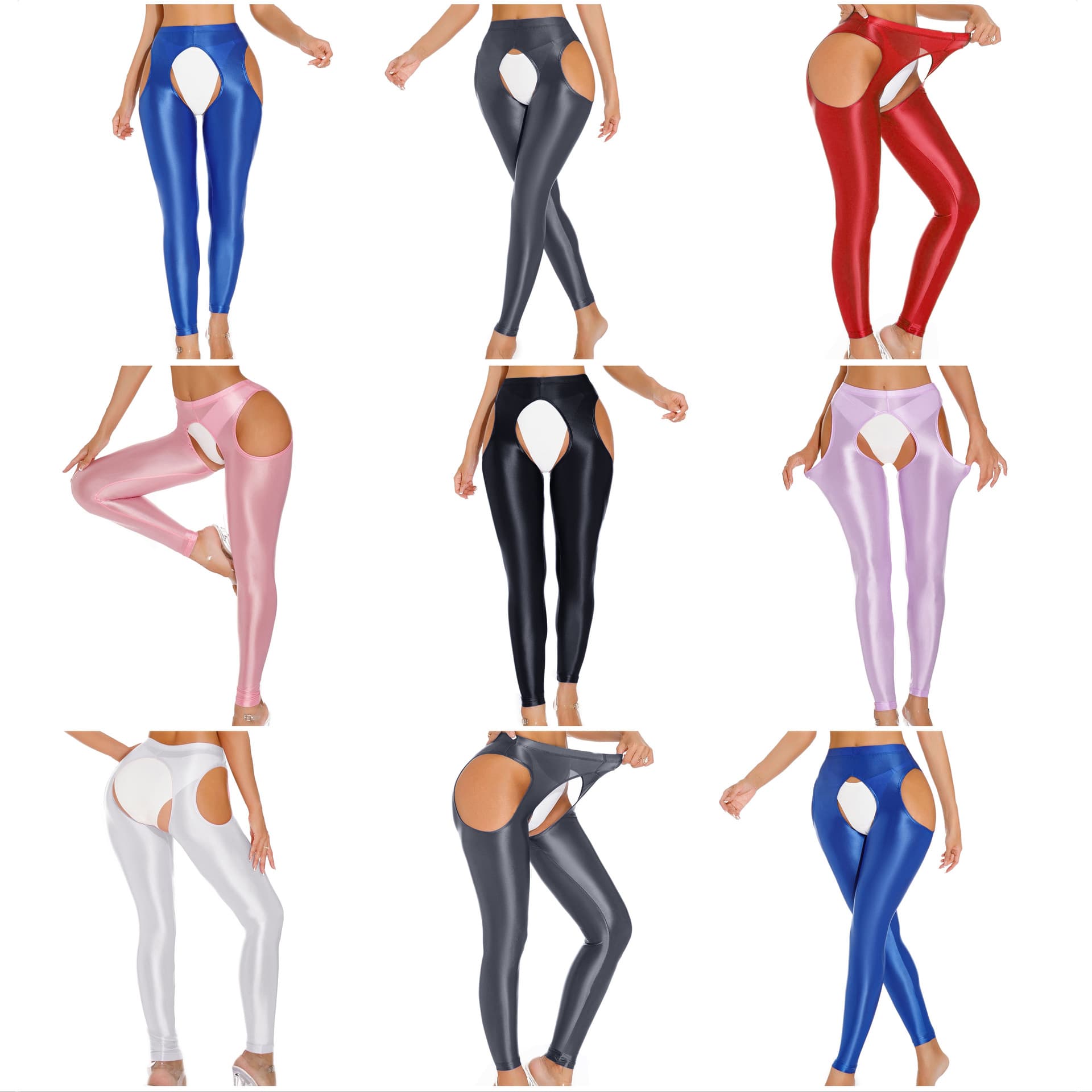 European and American Trendy Silky Glossy Plus Size Open Crotch No-Removal Footed Pantyhose Sexy Cross-Border 7063