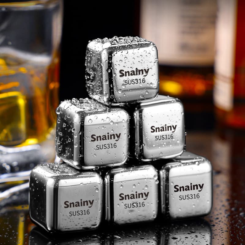 Food-Grade 316 Stainless Steel Ice Cubes Whiskey Ice Ball Metal Ice Stones Reusable Ice Cubes for Home