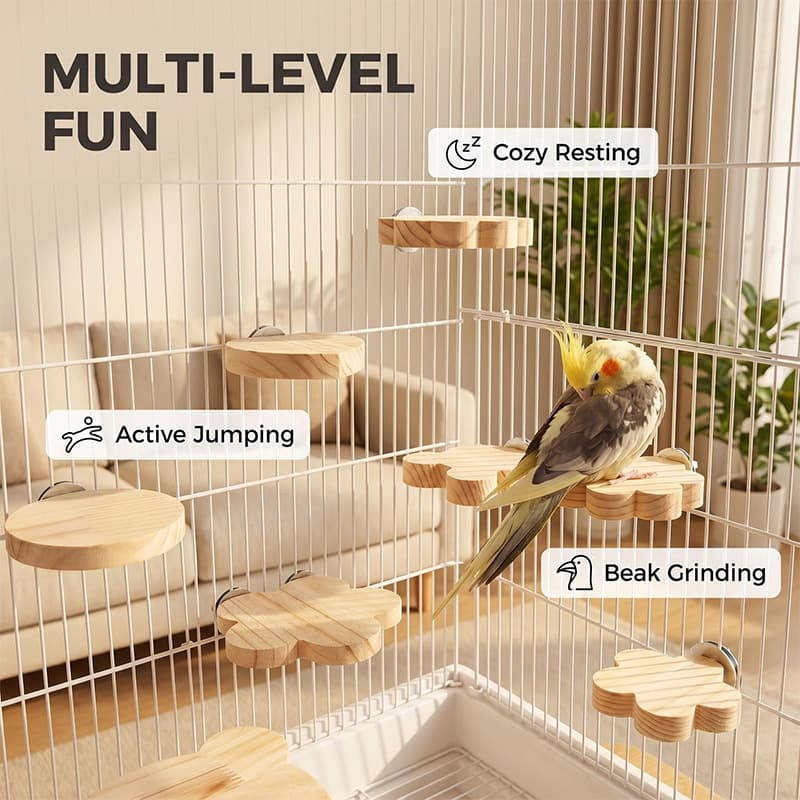 Cross-Best-Selling Bird Cage Accessories Set: Wooden Perch Rods, Hamster Solid Wood Jump Platform, Bird Cage Supplies for Boredom Relief, Perching & Climbing