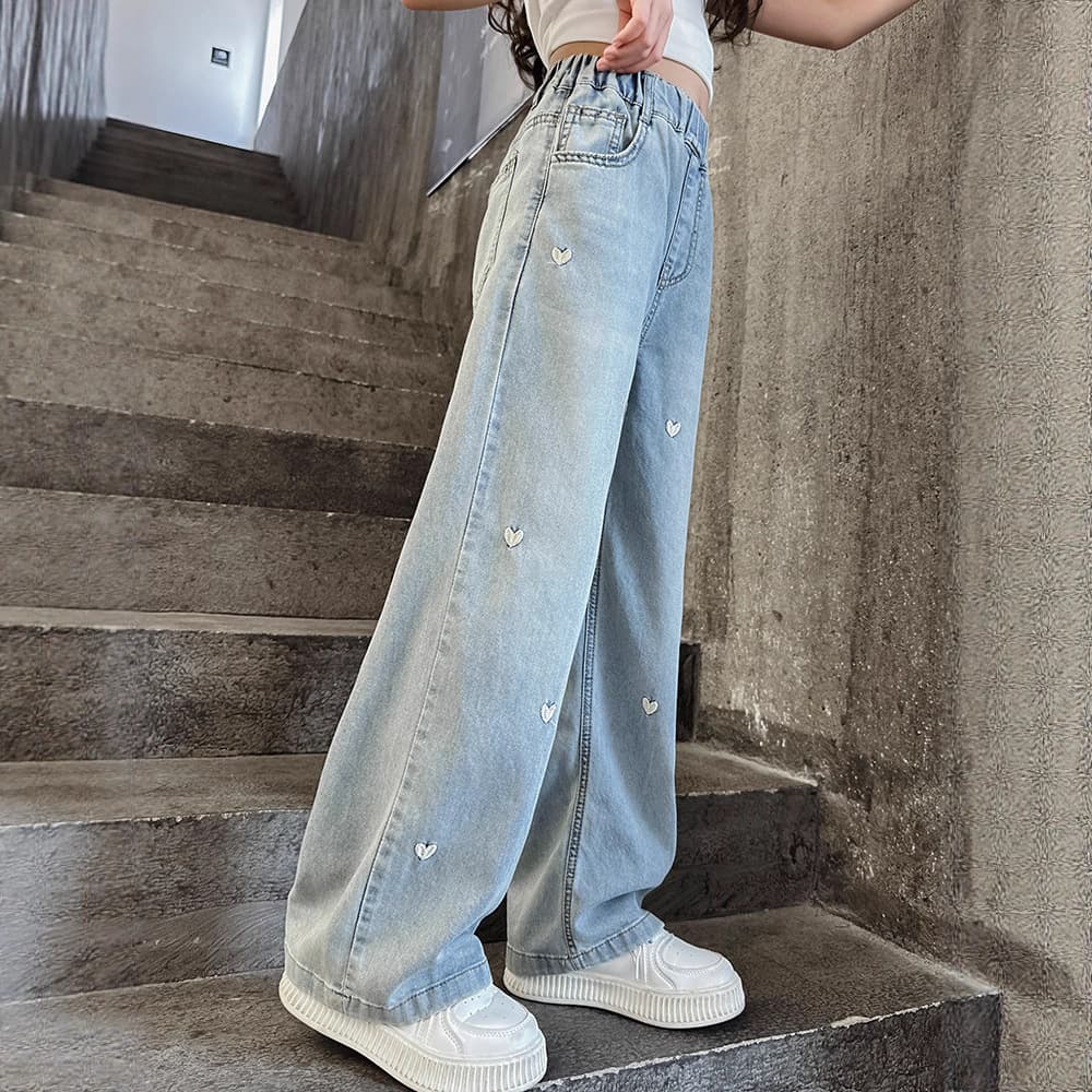 Girls' Jeans Summer Thin Style 2026 New Teen Girls Pants Summer Straight Wide Leg Pants