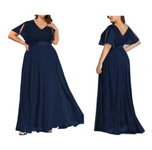 2026 Spring/Summer New European and American Amazon AliExpress Loose Flared Chiffon Silver Thread Commute Plus Size Dress