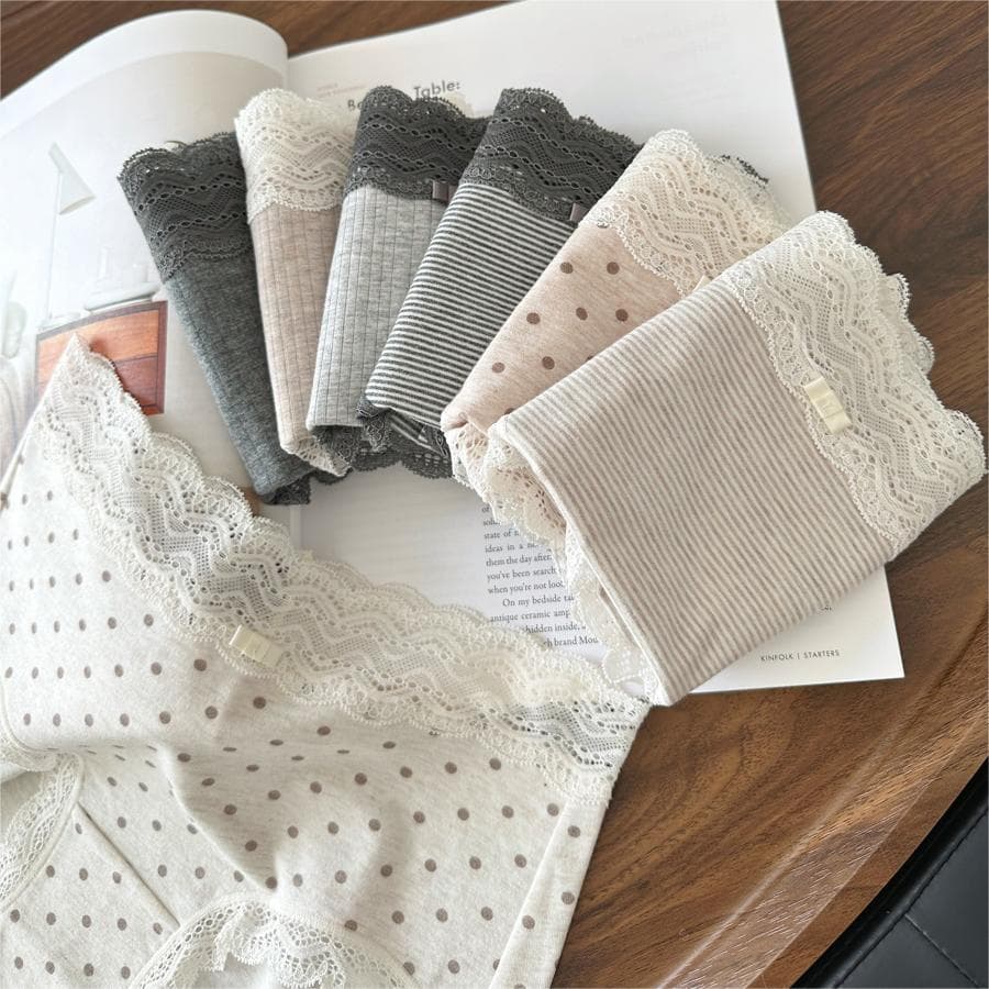 8402 Apricot Gray Upgraded 7A Antibacterial Class A Real Wear Lace Light Luxury Cotton Mid-High Waist Women's Briefs Hip-Hugging Comfort