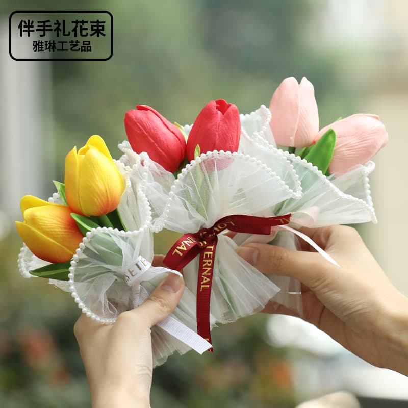 Artificial Flowers, Simulated Flowers, Mini Bouquets, Everlasting Flowers, Tulips, Handmade Bouquets, Wholesale Cross-Border Souvenirs and Gifts