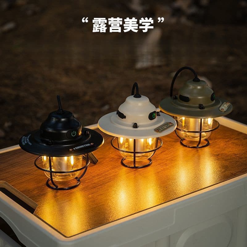 Outdoor Camping Pinecone Pendant Light, Ultra-long Battery Life Atmosphere Charging Lantern, Hanging Tent Canopy Retro
