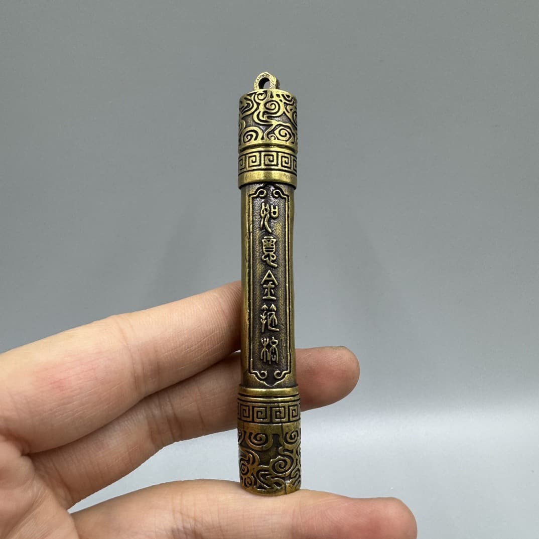 Wholesale Antique Collection Ruyi Golden Cudgel Snuff Bottle Ornament Aged Pure Brass Golden Cudgel Decorative Craft