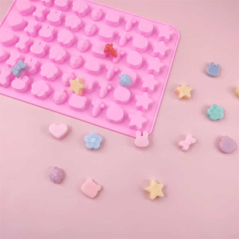 54-Cavity Fruit & Animal Silicone Gummy Mold for Handmade Resin, Wax Seal, Chocolate, and Baking Tools