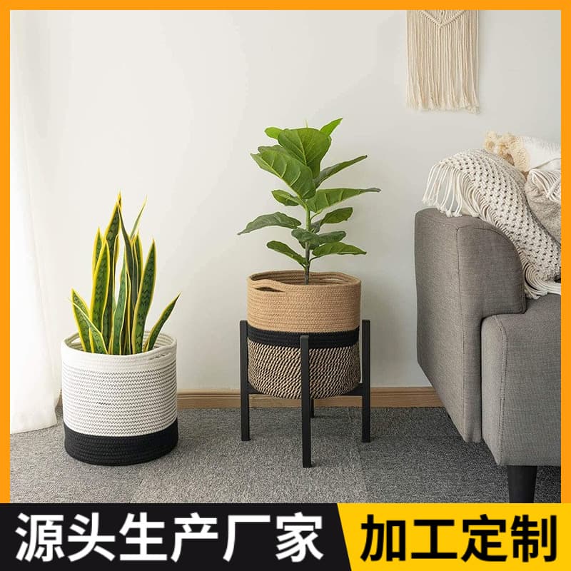 Customizable Cotton Rope Woven Flower Pot Basket Storage Basket Home Decorative Laundry Basket Plant Container